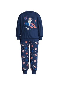 CALIDA - Kinder Bündchen-Pyjama aus reiner Bio-Baumwolle Toddlers Space - peacoat blue
