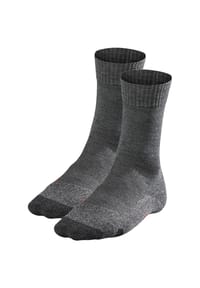 FALKE - Damen Socken 2er Pack - Trekking Socken TK 2, Ergonomic, Merinowoll-Mix - Anthrazit