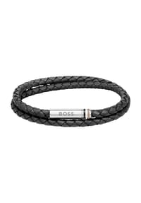BOSS ARES - Herren Armband, Edelstahl/Leder - SCHWARZ