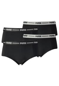 PUMA® - Damen Mini Shorts - Iconic, Soft Cotton Modal Stretch, 4er Pack - Grau