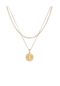 KUZZOÍ - Halskette Herren Layer Erbskette Kompass 925 Silber - Gold