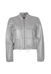 FREAKY NATION® - Damen Lederjacke Lammnappa silber metallic - silber