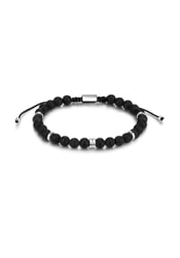 GLANZSTÜCKE MÜNCHEN - Herren Armband aus 925/- Sterling Silber in Silber mit Achat - schwarz