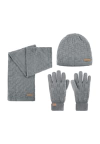 normani® - Winterset aus Merinowolle Mütze, Schal und Handschuhe Muster Yuma - Anthrazit