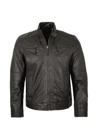 CAPITANO - Herren Lederjacke Bikerjacke Lammnappa schwarz - schwarz