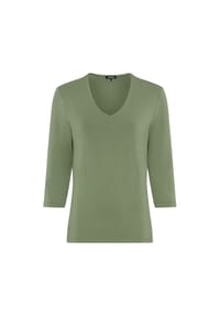 olsen - Shirt mit V-Ausschnitt und 3/4-Ärmeln - Moss Green