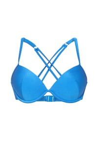 MANGUUN - Bikini-Oberteil Shiny Fabric, Kreuzträger, für Damen - E445/TURKISH SEA