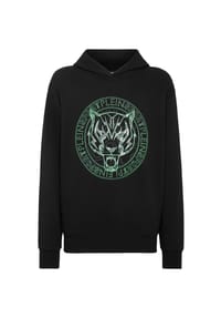 PLEIN SPORT - Hoodie TIGER - black+greenfluo