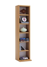 VCM. - Holzregal stehend | platzsparender CD Schrank für 102 CDs oder 36 DVDs | Maße: H. 92 x B. 21 x T. 20 cm | Elegantes DVD Regal stehend | Blu-Ray Regal | CD Regal - Elementa - Anthrazit / Honig-Eiche