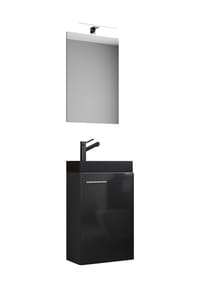 VCM. - 3-tlg Set | Waschplatz für Gäste WC | Gästebad | Waschtisch mit Spiegel | Badezimmer Set – Slito SP-BL - Honig-Eiche