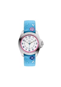 s.Oliver - Uhr - mit Canvasband in blumigem Design - blau