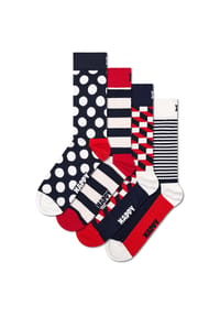 HAPPY SOCKS - 4er Pack Unisex Socken, Geschenkbox - Black and White 3