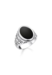 Thomas Sabo Rebel Wolf - Siegelring mit schwarzem Onyx - silberfarben, schwarz