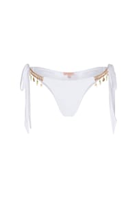 MODA MINX - Bikinihose Seychelles Tie Side Brazilian mit wunderschönen, kleinen Anhängern - White