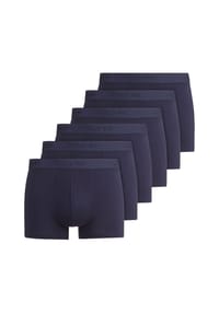 OLYMP - Herren Boxershorts, 6er Pack - Trunks, Cotton Stretch, Logo, einfarbig - Blau