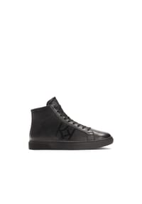 Kazar - Schwarze Knöchelsneaker aus Naturleder mit geprägtem Logo - Schwarz