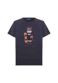 cat e lolette - Graues T-Shirt mit Snowboard-Katze - grau