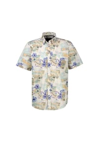 LERROS - Sommerliches Kurzarmhemd mit All-over-Print im Hawaii-Look - BROKEN WHITE