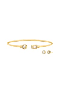 MICHAEL KORS PREMIUM - Michael Kors Damen-Schmuckset aus 14-karätig vergoldetem Sterlingsilber mit gemischtem Schliff und Halo-Fassung, MKC1852SET - GOLD