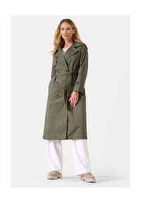 RICANO - Damen Trenchcoat Greta, zweireihiger Mantel mit Gürtel - Oliv