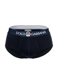 DOLCE & GABBANA - Herren Slip - Continuative Slip Brando, Trikolore-Wappen-Logo - Dunkelblau