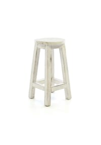 VCM. - Hocker | weiß im Vintage-Look | massiv Holz Schemel Blumentisch | Maße Sitzfläche 25 cm. Höhe 50 cm - Weiß