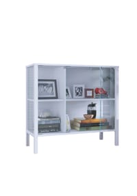 VCM. - Glasvitrine stehend Jensol – breite Standvitrine mit ESG-Sicherheitsglas, Glasfront & Seitenteile, moderner Vitrinenschrank, Sideboard ca. 80 x 87 x 35 cm - 