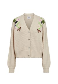 Nümph - Cardigan, Rippbündchen, für Damen - 9509 WHITECAP GRAY