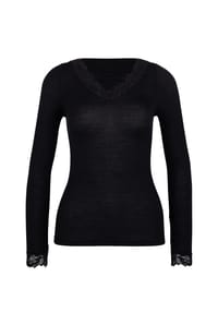 CALIDA - Damen Langarm-Shirt mit Wolle & Seide Silky Wool Joy - WS schwarz
