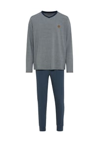 SCHIESSER - Schlafanzug 95/5 Nightwear, V-Ausschnitt, für Herren - 860 DEEP BLUE