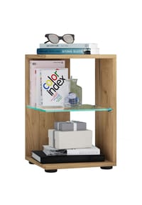 VCM. - Holz Beistelltisch mit ESG-Sicherheitsglas | Couchtisch schlicht | Maße ca. H. 45 x B. 30 x T. 30 cm | Wohnzimmertisch | Kaffeetisch - Elani - Anthrazit