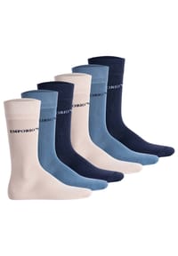 EMPORIO ARMANI - Herren Socken, 6er Pack - CASUAL COTTON, Kurzsocken, One Size - Marine