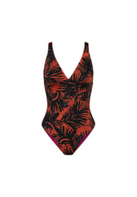 TRIUMPH - Badeanzug Summer Palm, V-Ausschnitt, für Damen - BROWN - DARK COMBI