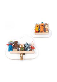 VCM. - My Home - Kinderregal Wolke | hängend für Tonie Figuren | platzsparendes Regal | Maße: H. 16 x B. 22 x T. 5 cm | Wandregal für Figuren Aufbewahrung mit Magneteinsätzen | Aufbewahrungsregal Holz Wolken - Grau