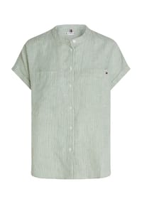 TOMMY HILFIGER - Leinenbluse, Kurzarm, Logo-Stickerei, für Damen - 0CF GREEN