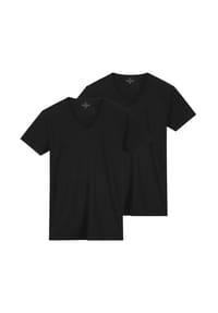 DSTREZZED - Herren T-Shirt, V-Neck, 2er Pack - Eastwood, Slim Fit, Baumwolle-Viskose-Mix - Schwarz