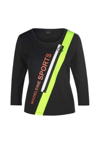 MADELEINE - Shirt mit Kontrasteinsatz und Zierzipper - schwarz / multicolor