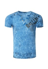 RUSTY NEAL - T-Shirt im coolen Used-Look-Design - Blau
