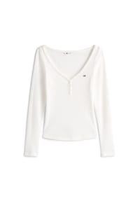 TOMMY Jeans - Langarmshirt, Henley-Ausschnitt, für Damen - 0A6 NIGHT