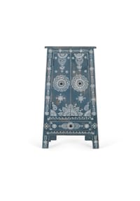 GINER & COLOMER - Beistellmöbel aus Mangoholz, MDF 50 cm, moderner Ethno-Stil – 92 x 50 x 35 cm - Blau