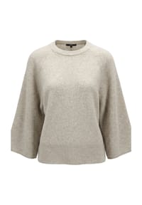 zero - Strickpullover mit Fledermausärmeln - Light Beige Melange