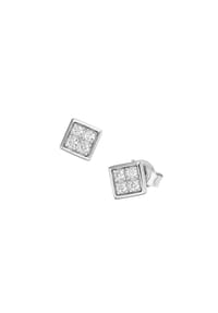 GIORGIO MARTELLO MILANO - Ohrstecker carréförmig mit weißen oder schwarzen Steinen, Silber 925 - schwarz