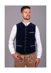 EDELNICE - Trachten Weste Ludwig Samt Blau - blau