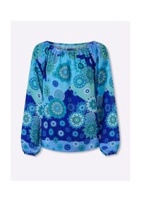heine - Druck-Bluse - royalblau-grün-bedruckt