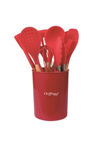 Cheffinger - 12-tlg Küchenhelfer-Set mit Holzgriffen - Rot OneSize