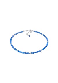 elli. - Fußschmuck Achat Perlen Blau Sommer Strand 925 Silber - Silber