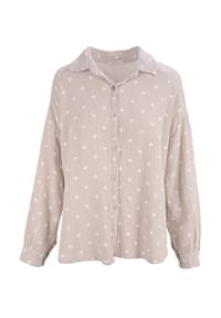 Seasons of April - Bluse LIYA MUSSELIN HERZ OVERSIZED Damen Herz Musselinbluse | 100% Baumwolle | S/M & L/XL - Beige Schwarz