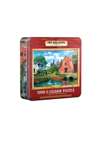 eurographics - Puzzle Die rote Scheune - Dominic Davison in Puzzledose, 1000 Teile in Blechdose, 49 x 68 cm - 