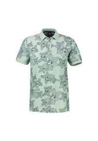 LERROS - Poloshirt mit Print und Flachstrickkragen, große Größen - BAY GREEN