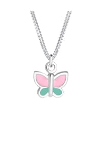 elli. - Halskette Kinder Schmetterling Pastel Emaille 925 Silber - Silber